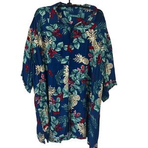 Cubavera Tropical Pineapple Floral Button Up Shirt